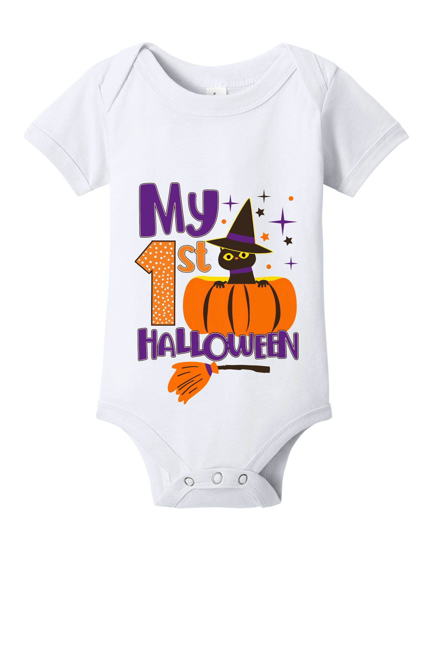 My 1st Halloween Shirt | Baby's First Halloween Black Cat Pumpkin Witch Graphic Tee
