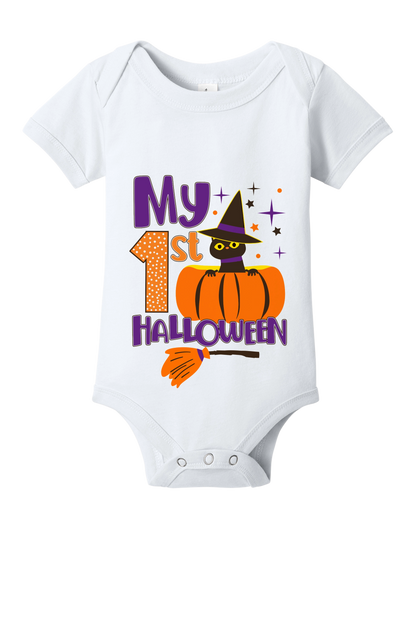 My 1st Halloween Shirt | Baby's First Halloween Black Cat Pumpkin Witch Graphic Tee