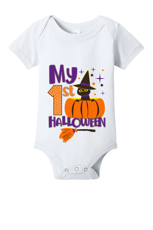 My 1st Halloween Shirt | Baby's First Halloween Black Cat Pumpkin Witch Graphic Tee