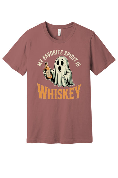 My Favorite Spirit Is Whiskey ghost Halloween unisex tee BELLA+CANVAS 3001 in Mauve