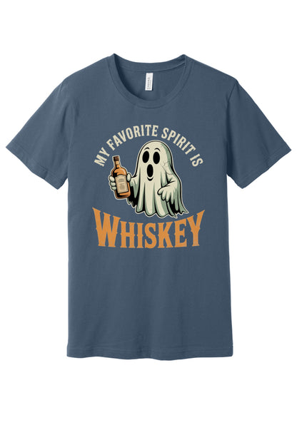 My Favorite Spirit Is Whiskey ghost Halloween unisex tee BELLA+CANVAS 3001 in Slate