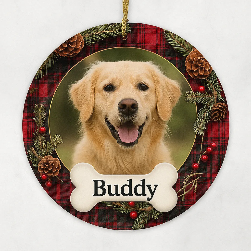 personalized dog photo ornament 3x3 with name