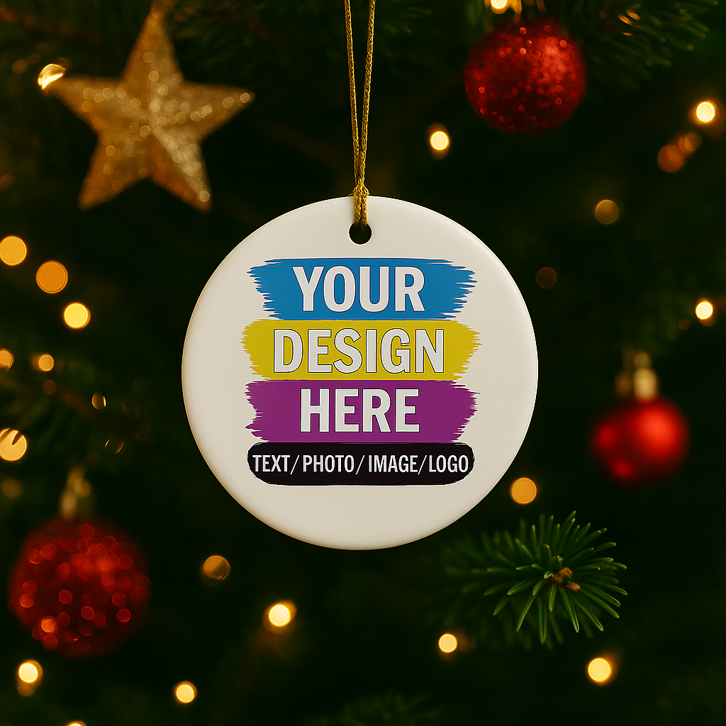 Custom Printed Ceramic Ornament – Personalized Christmas Gift (3x3 in)