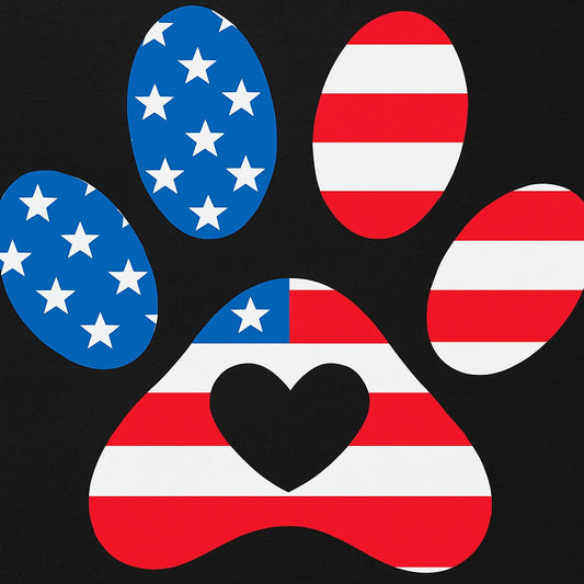 Patriotic Dog Paw Design – American Flag Stars & Stripes Artwork