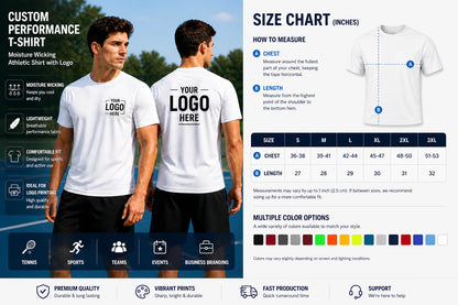 Custom Performance T-Shirt with Logo Printing | Moisture Wicking Athletic Shirt