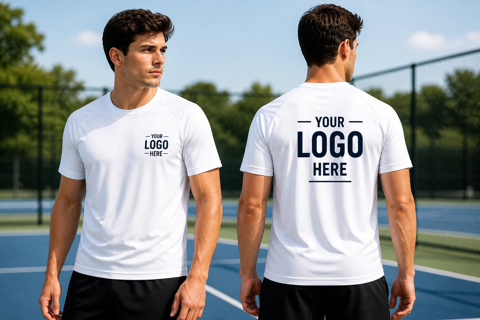 Custom performance t-shirt with logo printing moisture wicking athletic shirt front and back