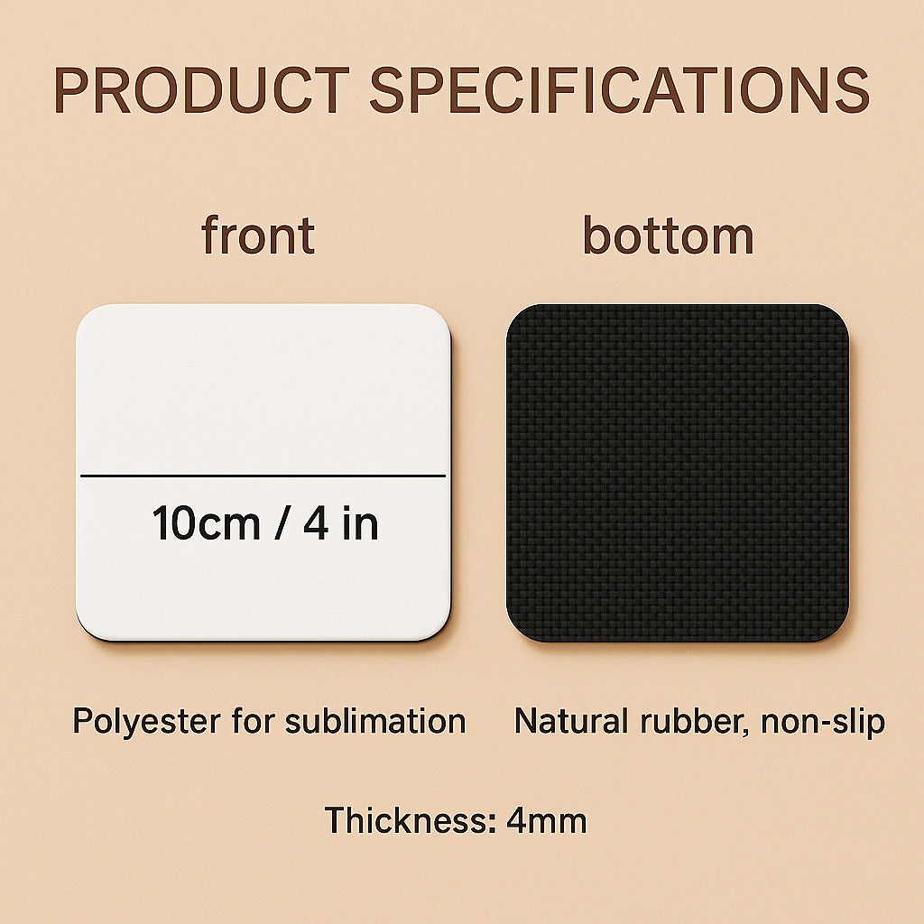 Custom Printed 4 Inch Square Rubber Coasters