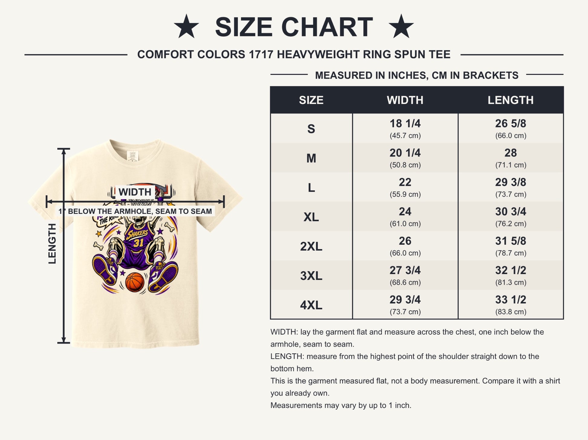 Rattle The Rim skeleton dunking graphic tee, Shakers 31 purple jersey Halloween basketball shirt - size chart