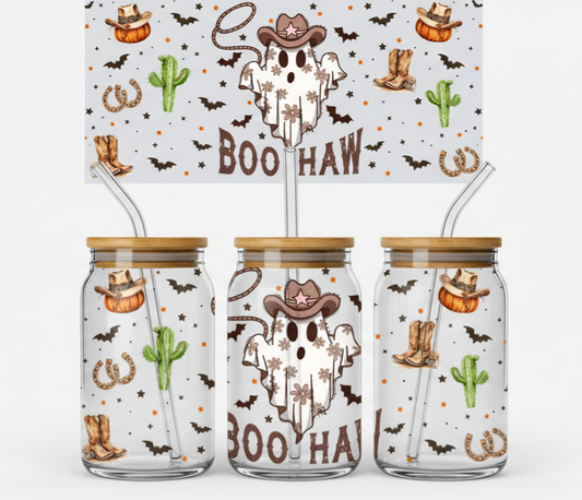Boo Haw Western Ghost – Spooky Cowboy 16oz UV Sticker