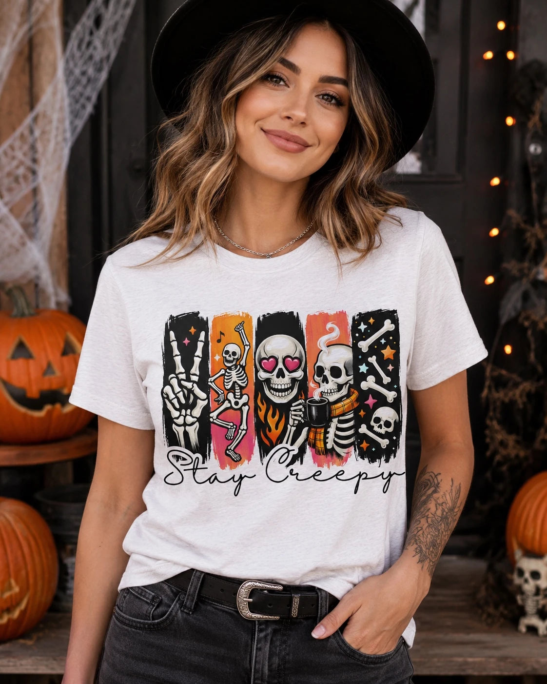 Stay Creepy Skeleton Halloween T-Shirt