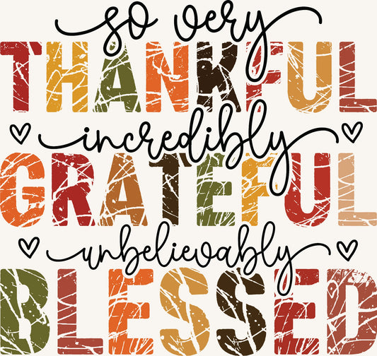 Thankful Grateful Blessed Fall Quote | Christian Thanksgiving Sublimation Design