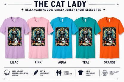 The Cat Lady Skeleton Halloween Graphic T-Shirt