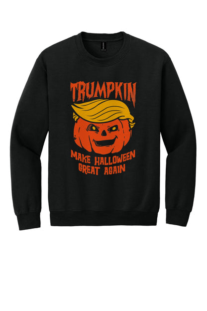Trumpkin Make Halloween Great Again jack-o-lantern crewneck sweatshirt DTF printed in orange in Black