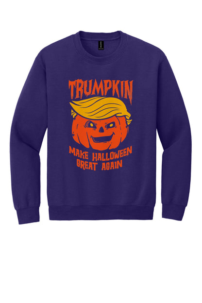 Trumpkin Make Halloween Great Again jack-o-lantern crewneck sweatshirt DTF printed in orange in Purple
