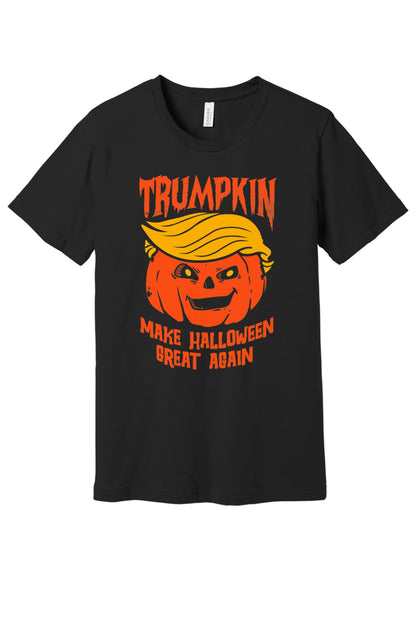 Trumpkin Make Halloween Great Again printed jack-o-lantern unisex tee in white in Black