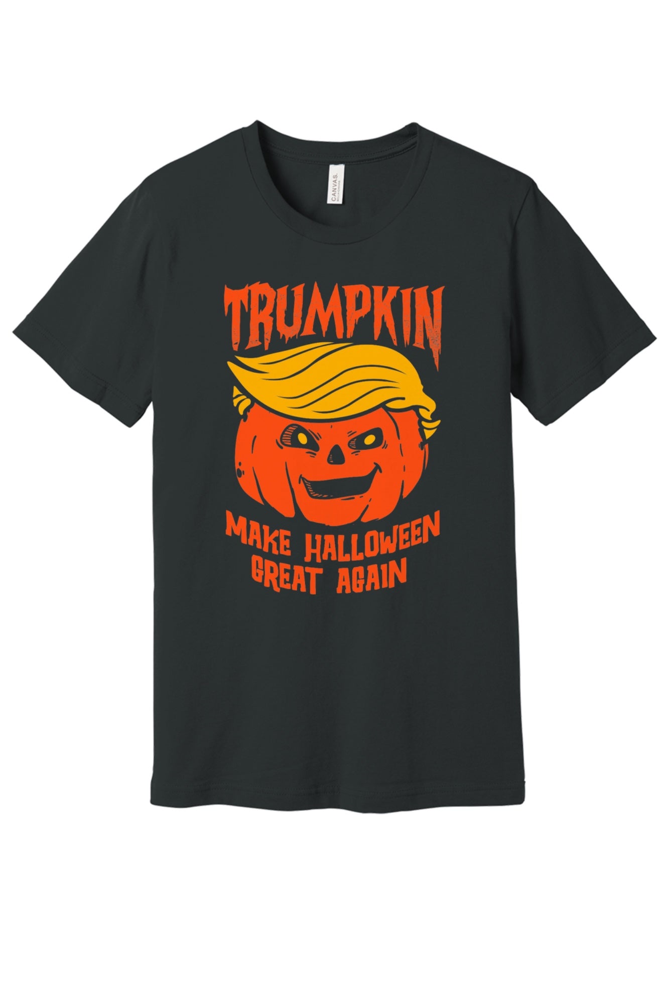 Trumpkin Make Halloween Great Again printed jack-o-lantern unisex tee in white in Dark Grey