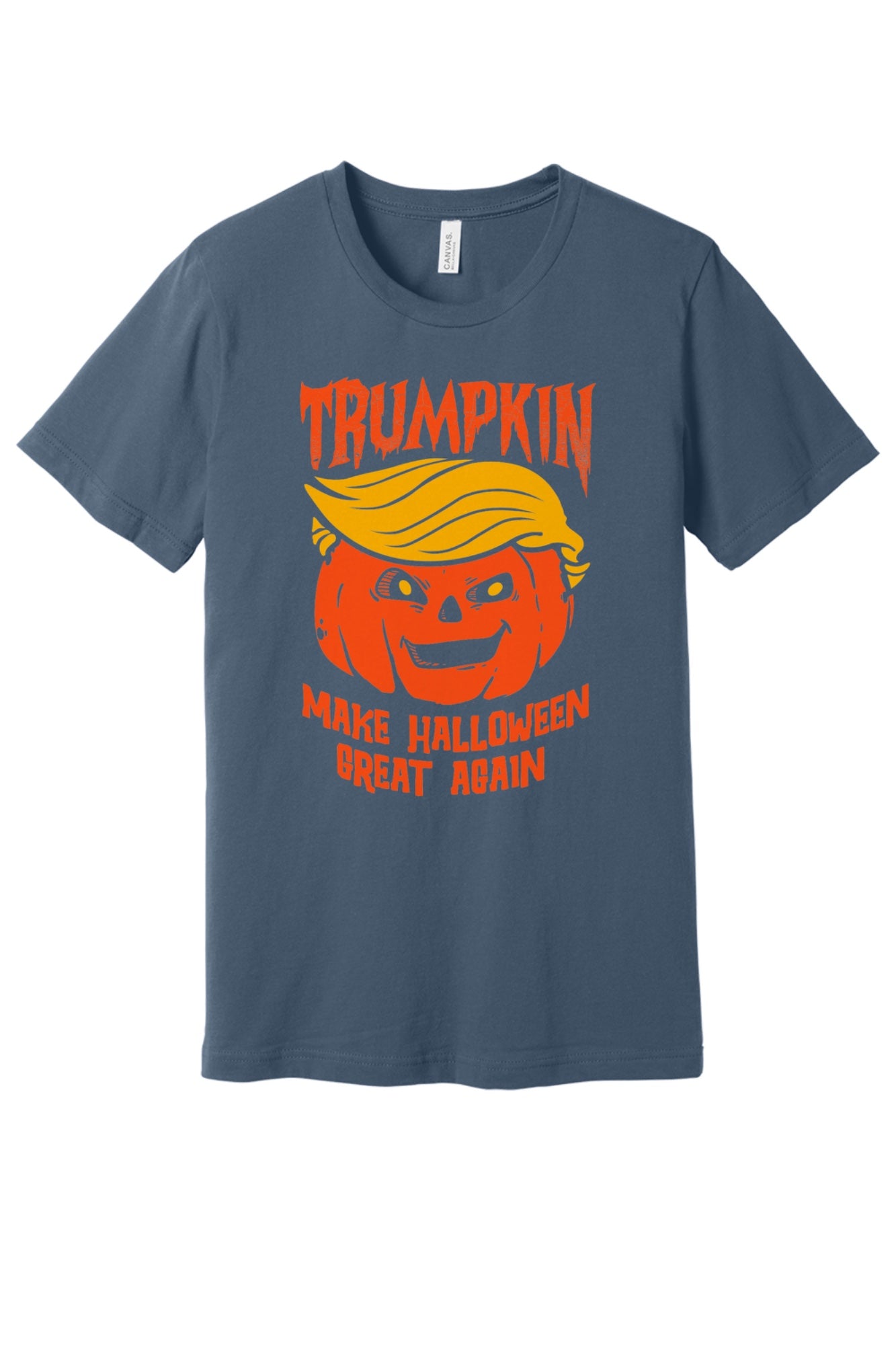 Trumpkin Make Halloween Great Again printed jack-o-lantern unisex tee in white in Slate