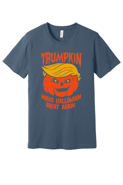 Trumpkin Make Halloween Great Again printed jack-o-lantern unisex tee in white in Slate