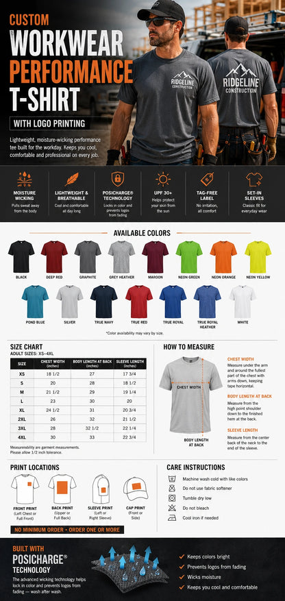 Custom Workwear Performance T-Shirt with Logo Printing