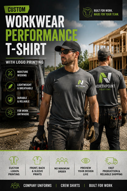 Custom Workwear Performance T-Shirt with Logo Printing