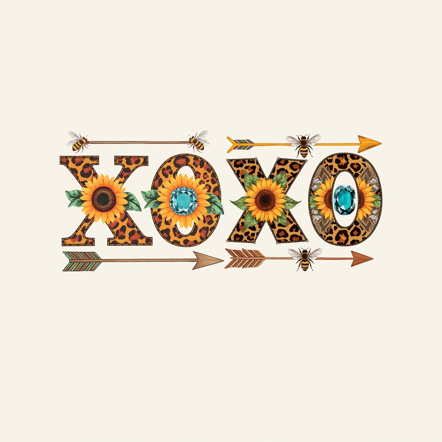 XOXO Sunflower Leopard Print – Rustic Boho Artwork
